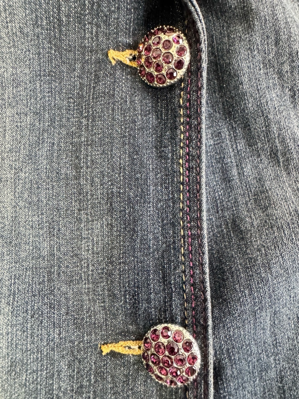 POINT ZERO DENIM BLAZER JACKET WITH JEWEL BUTTONS WOMAN Large - Picture 8 of 9